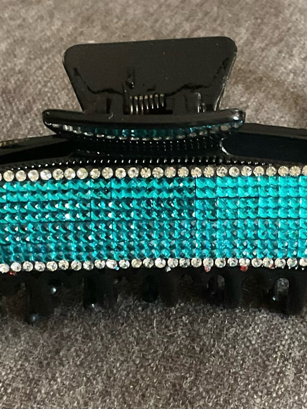 Crystal Trim Teal Hair Claw Clip